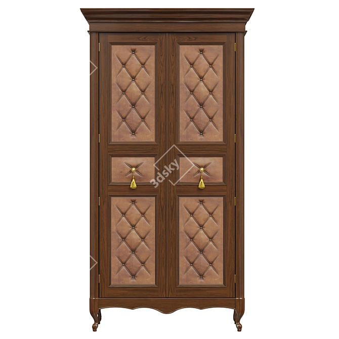 Vintage Wooden Wardrobe 3D model image 1