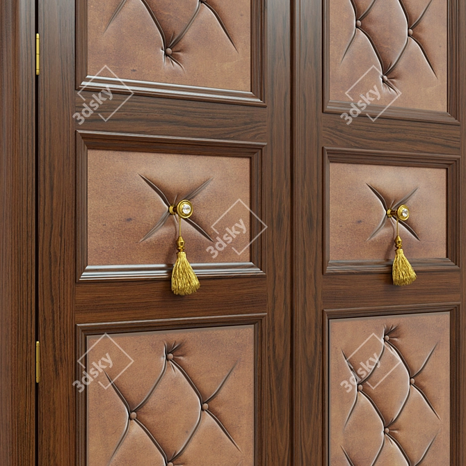 Vintage Wooden Wardrobe 3D model image 2