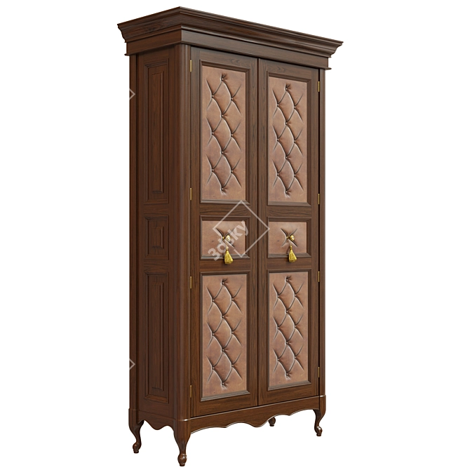 Vintage Wooden Wardrobe 3D model image 3