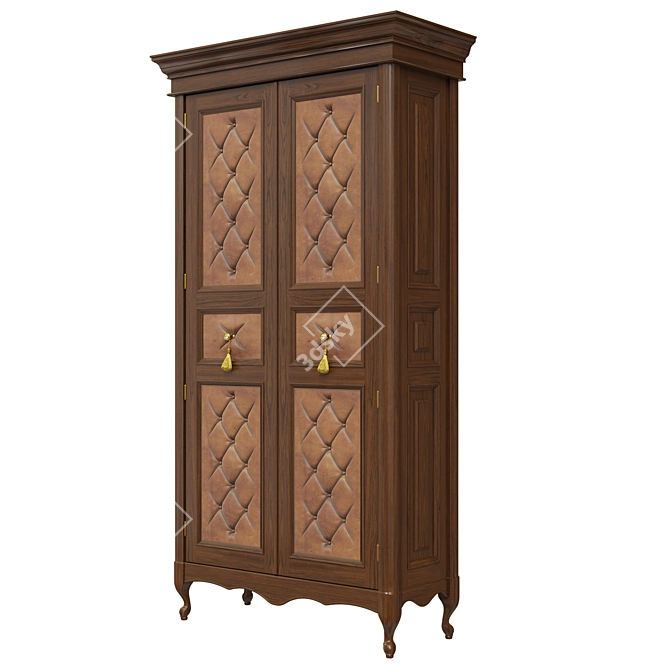 Vintage Wooden Wardrobe 3D model image 4