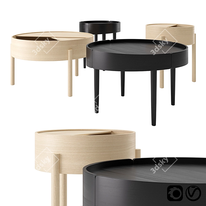 Elegant Arc and Skirt Coffee Table 3D model image 1