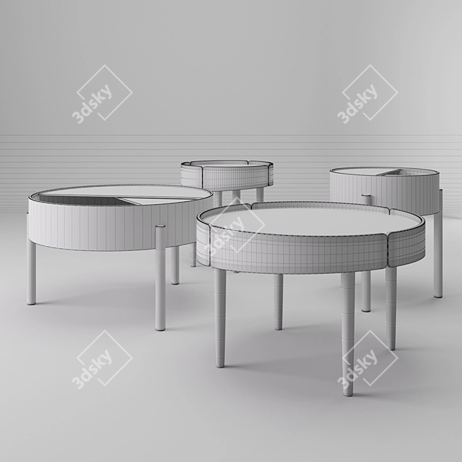 Elegant Arc and Skirt Coffee Table 3D model image 4