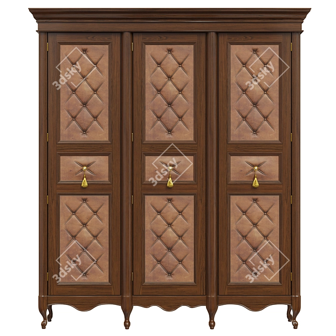 Classic Wood Wardrobe: Timeless Design 3D model image 1