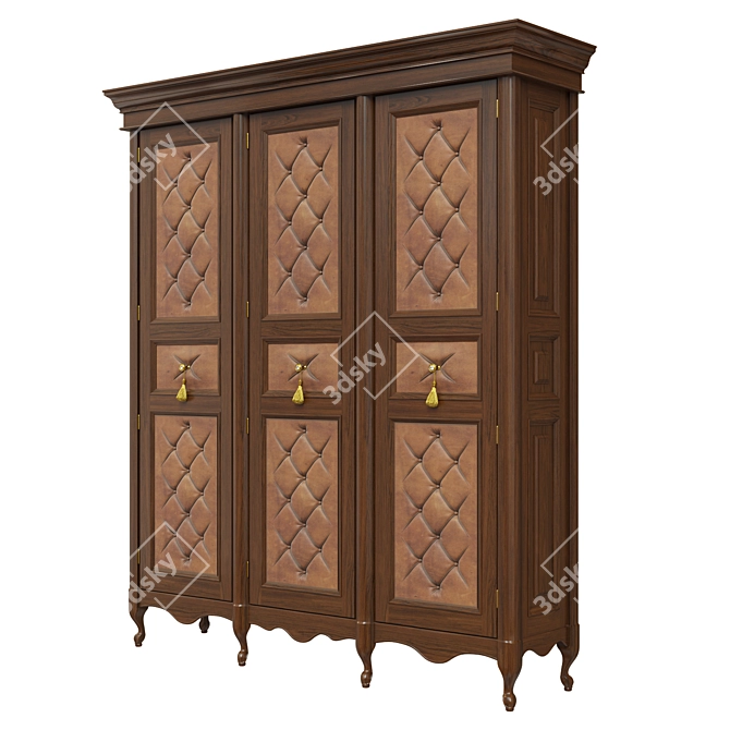 Classic Wood Wardrobe: Timeless Design 3D model image 3