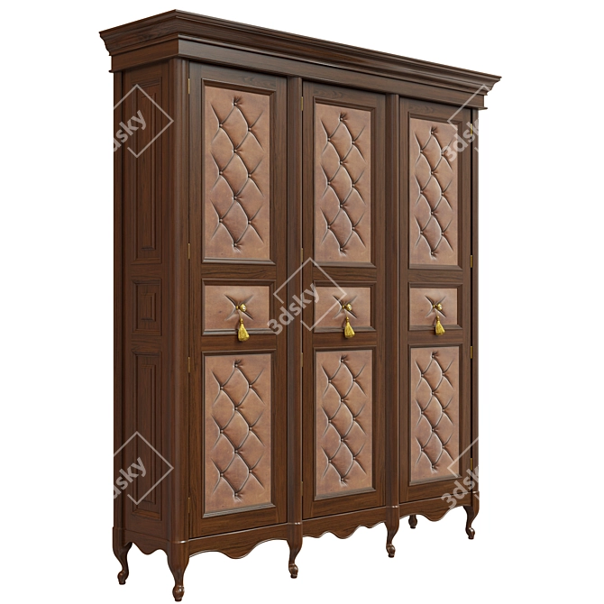 Classic Wood Wardrobe: Timeless Design 3D model image 4