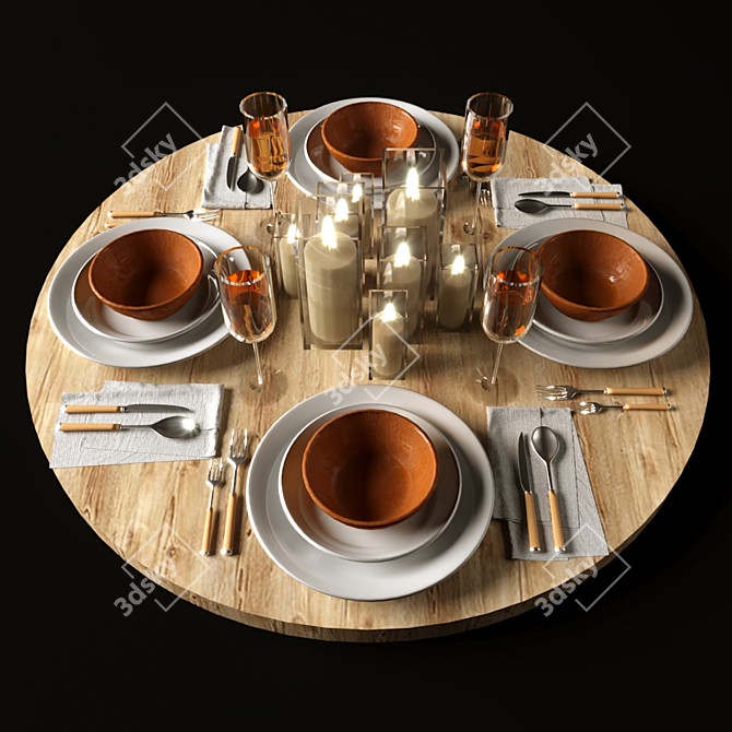 Geometry Spline Tableware Set 3D model image 1