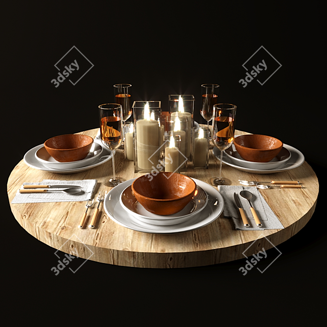 Geometry Spline Tableware Set 3D model image 2