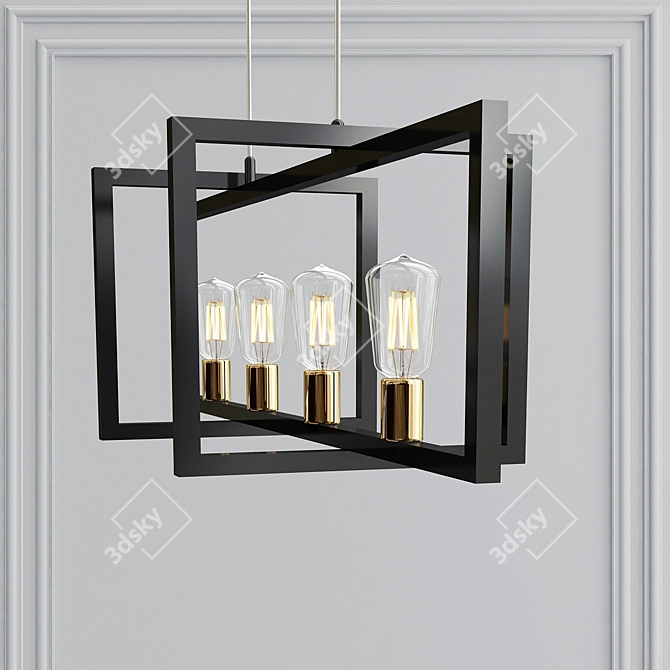 Sleek Black Metal Kitchen Pendant 3D model image 2