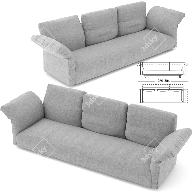 Luxury at its Finest: Edra Essential Sofa 3D model image 1