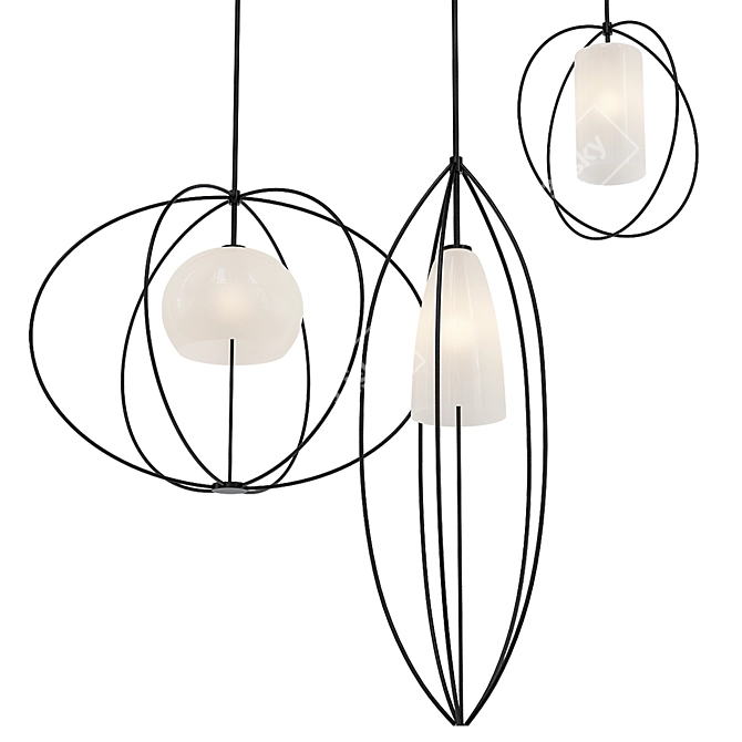 Elegant Treble Pendant Light 3D model image 1