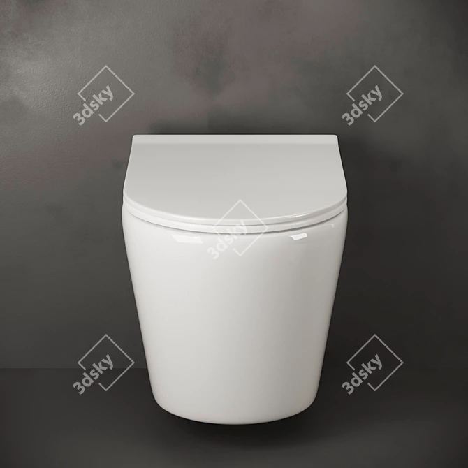 Sleek Wall-hung Toilet - Ceramica Nova 3D model image 2