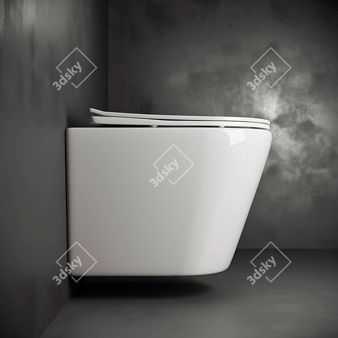 Sleek Wall-hung Toilet - Ceramica Nova 3D model image 3