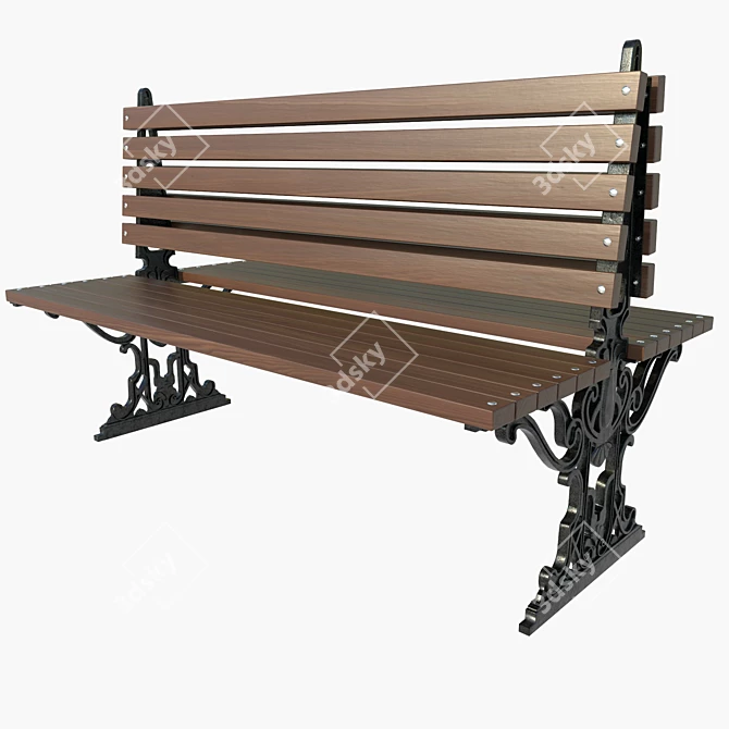 Prague Urban Bench: Durable, Portable & Stylish 3D model image 1