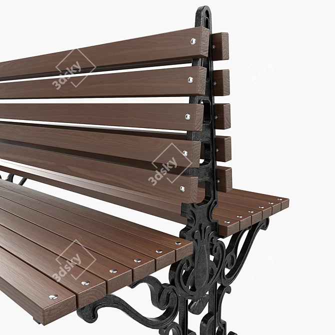 Prague Urban Bench: Durable, Portable & Stylish 3D model image 2