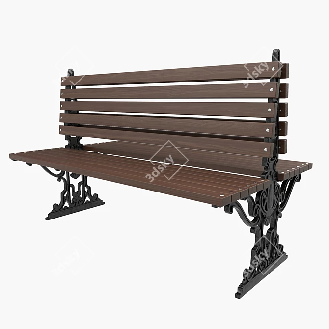 Prague Urban Bench: Durable, Portable & Stylish 3D model image 3