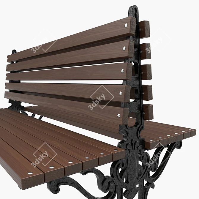 Prague Urban Bench: Durable, Portable & Stylish 3D model image 4