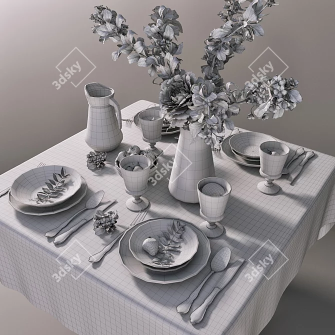 Blooming Apple Tree Table Decor 3D model image 5
