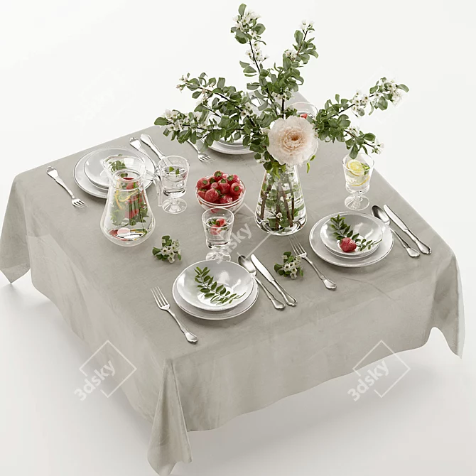 Blooming Apple Tree Table Decor 3D model image 11