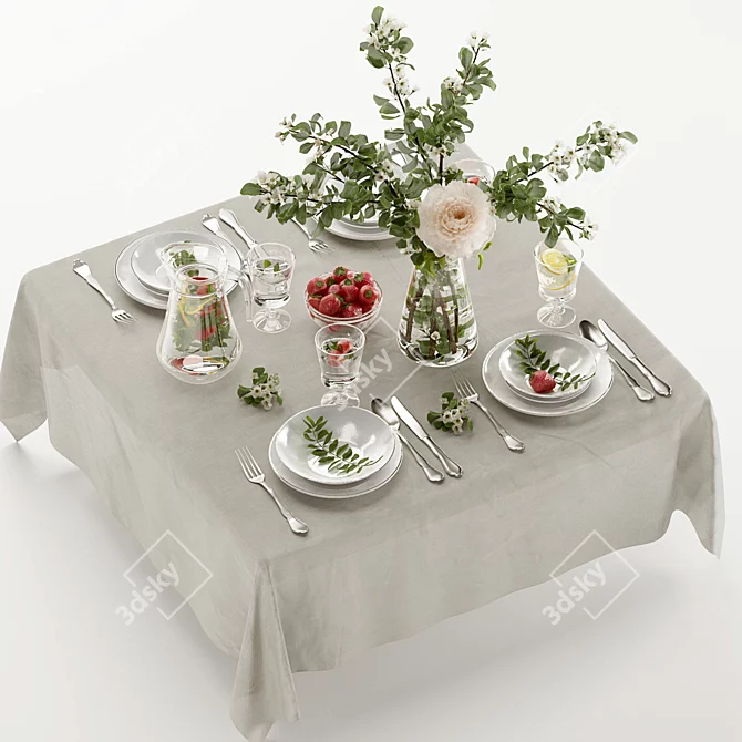 Blooming Apple Tree Table Decor 3D model image 12