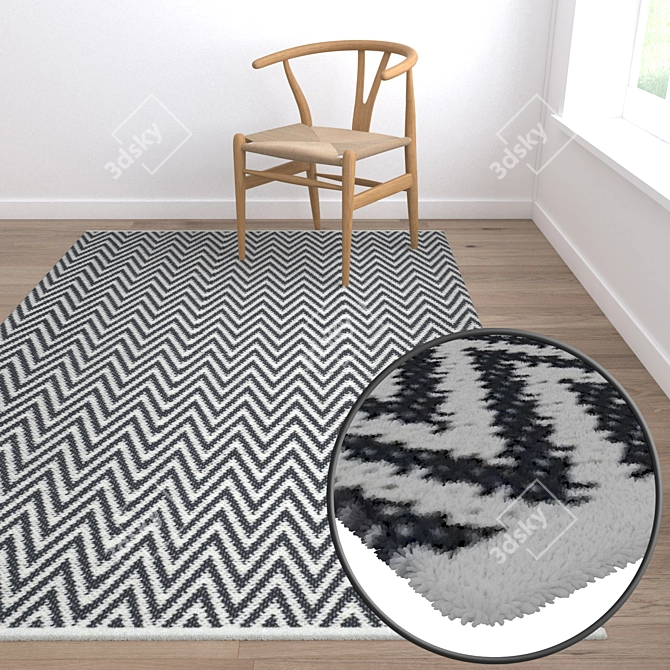 Versatile Set of 3 High-Quality Carpets 3D model image 5