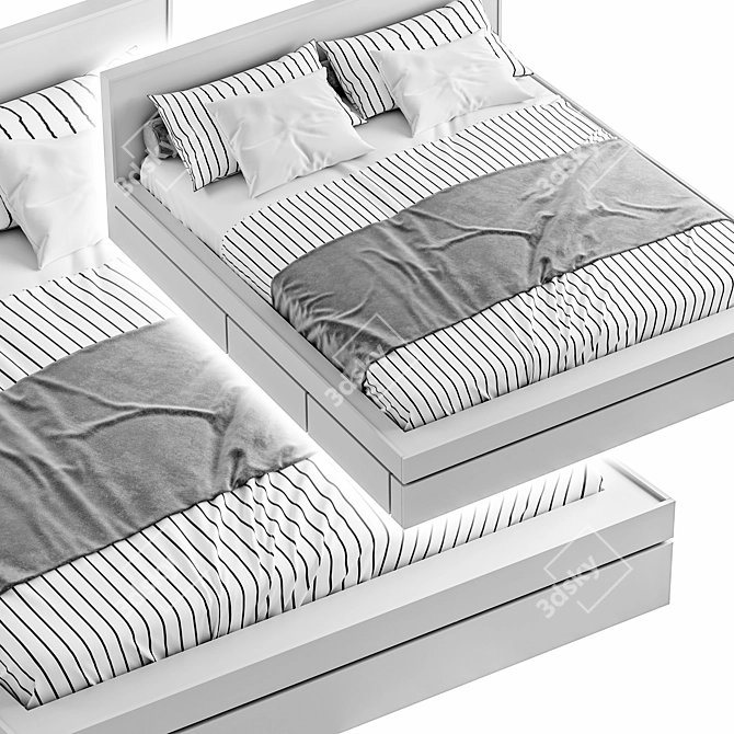 3D Bed Design with V-Ray | 3D Modeling | 187cm x 223cm | High Detail 3D model image 3