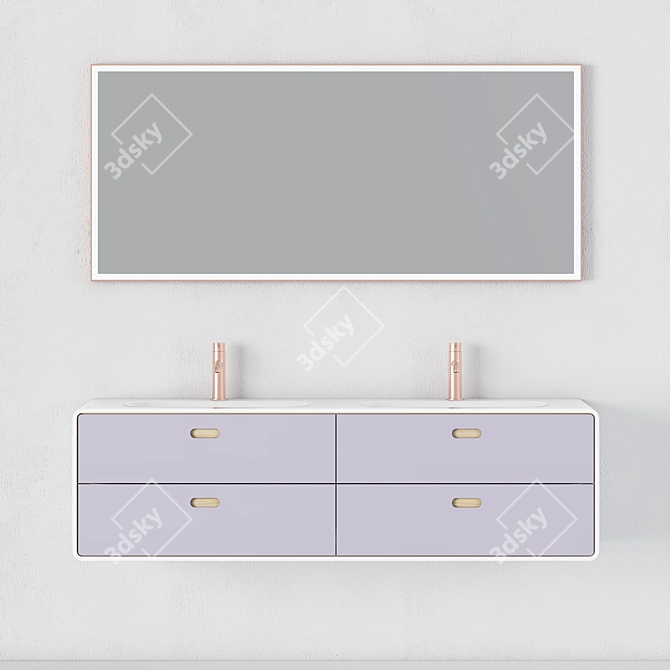 Modern Washbasin Cabinet Set 3D model image 1