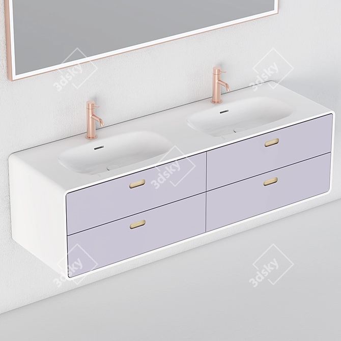Modern Washbasin Cabinet Set 3D model image 2