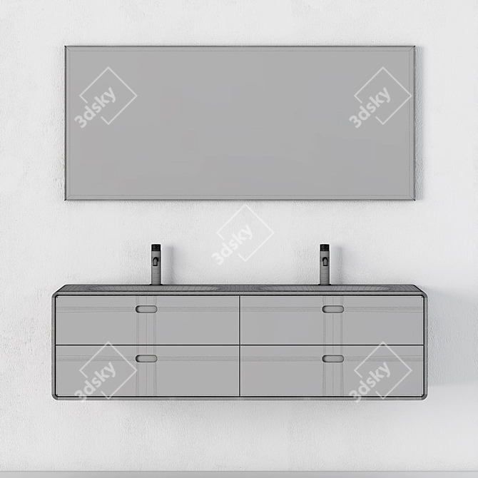 Modern Washbasin Cabinet Set 3D model image 3