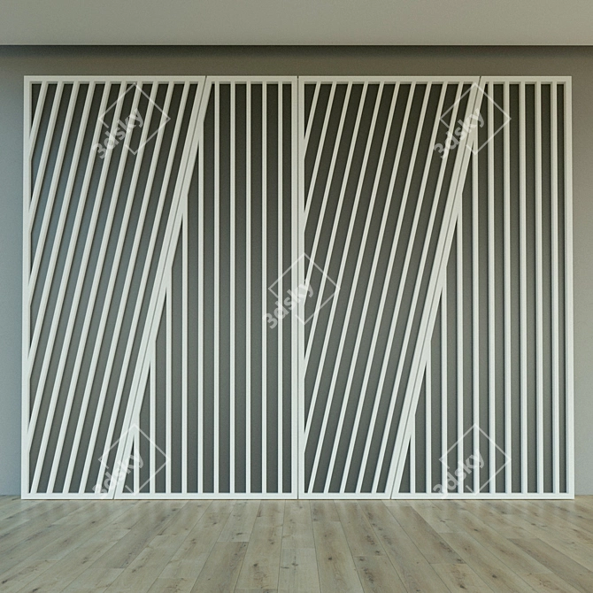 Modern 3D Wall Panel - Easy Install 3D model image 1