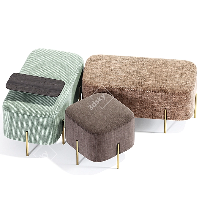 Contemporary Alba Fabric Ottoman 3D model image 2