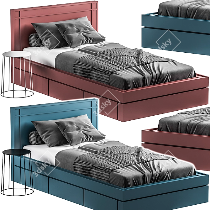 Modern Single Bed Design 3D model image 1
