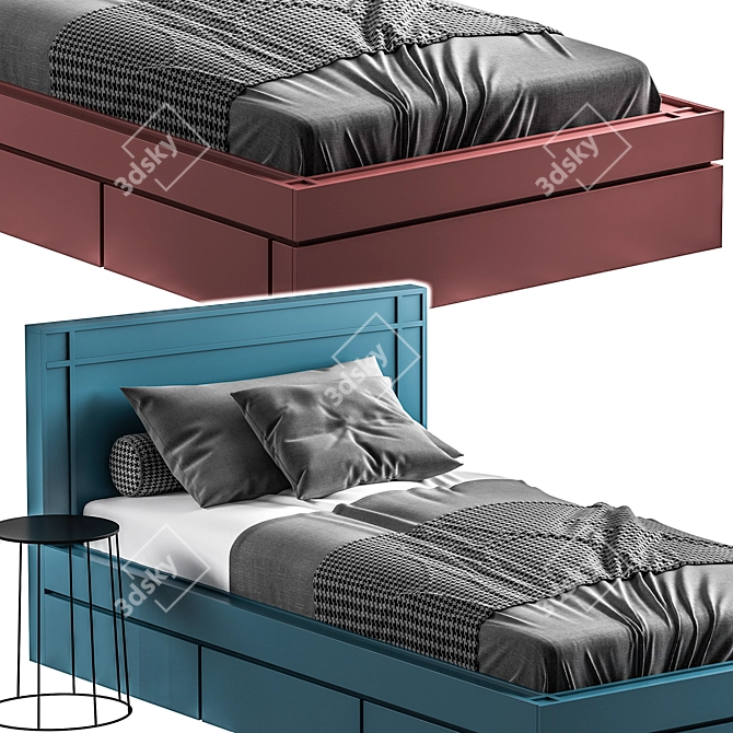 Modern Single Bed Design 3D model image 2