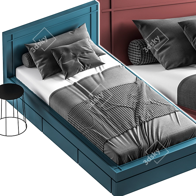 Modern Single Bed Design 3D model image 4