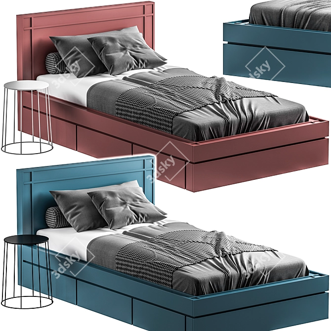 Modern Single Bed Design 3D model image 6