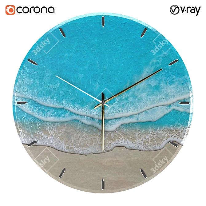 Sea Wave Clock - 3D Max 2012, FBX, OBJ - 60cm x 3.3cm x 60 3D model image 1