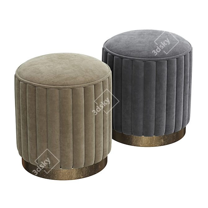 Roche Teal Velvet Stool 3D model image 2