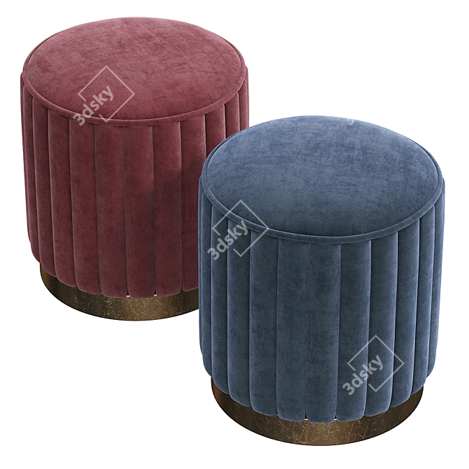 Roche Teal Velvet Stool 3D model image 3