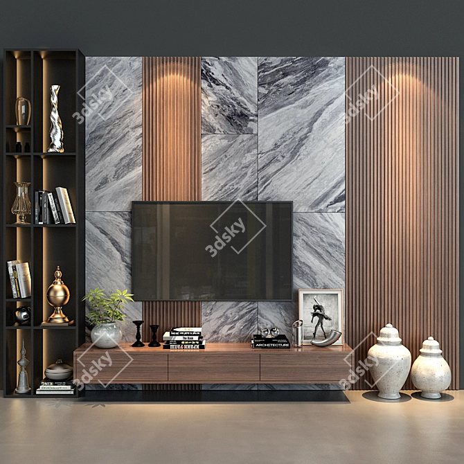 Versatile TV Wall Decor Set 3D model image 1