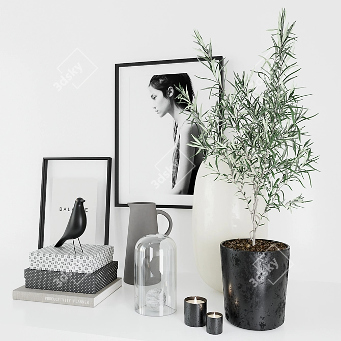 Natural Elegance: Olive Tree Set 3D model image 3