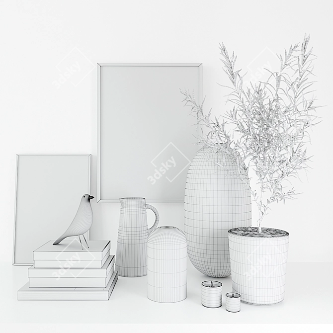 Natural Elegance: Olive Tree Set 3D model image 4