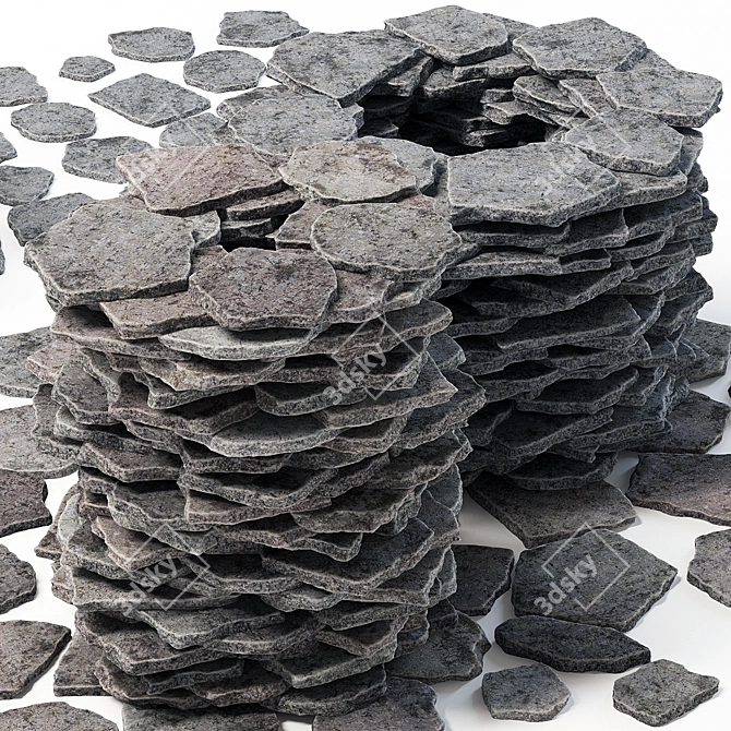 Rock Road Tile Texture 3D model image 1