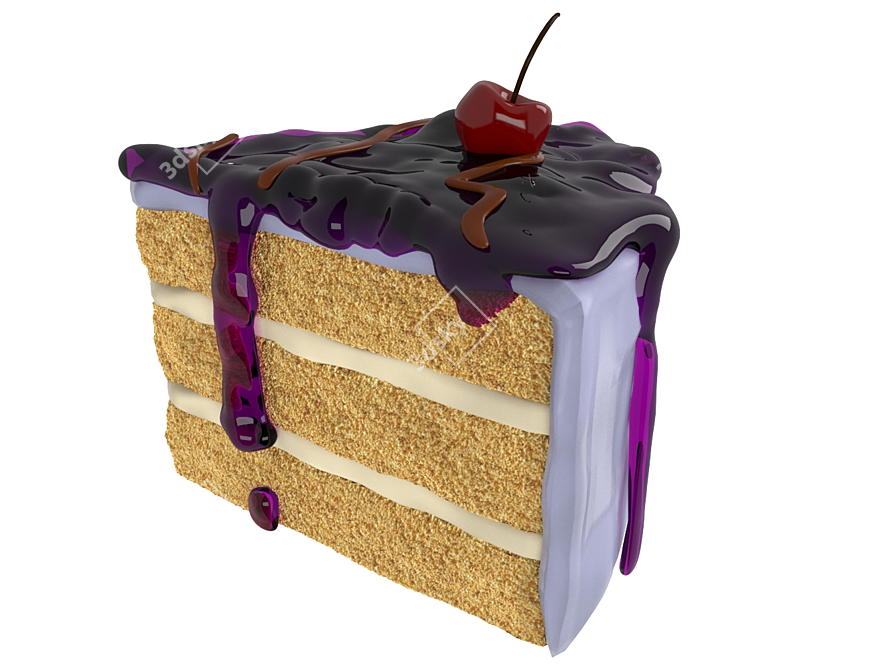 Jammy Delight: Heavenly Cake Bite 3D model image 2