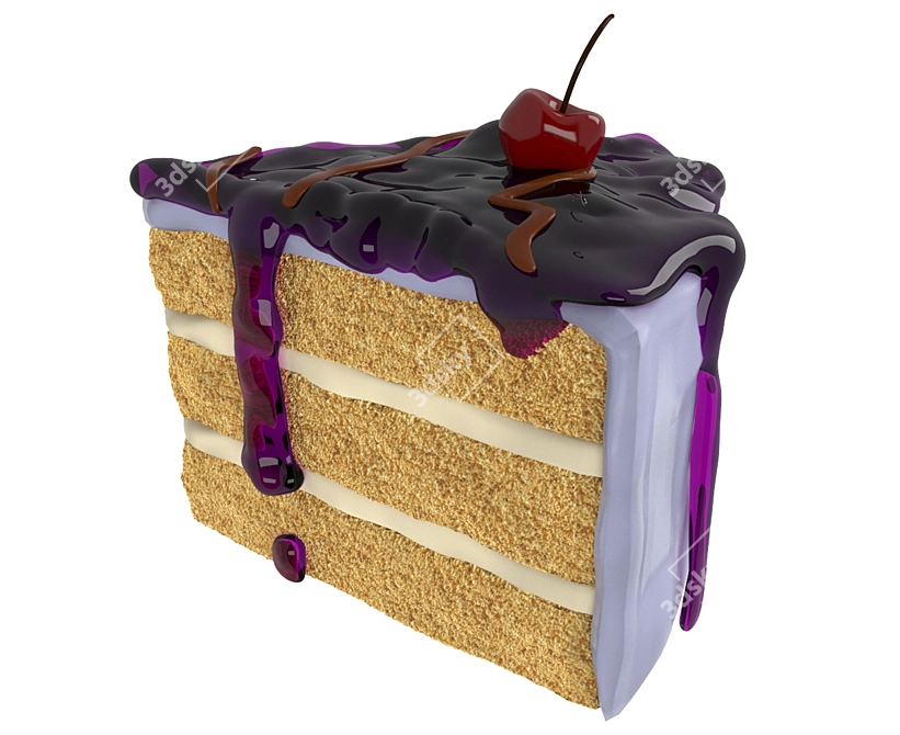 Jammy Delight: Heavenly Cake Bite 3D model image 3