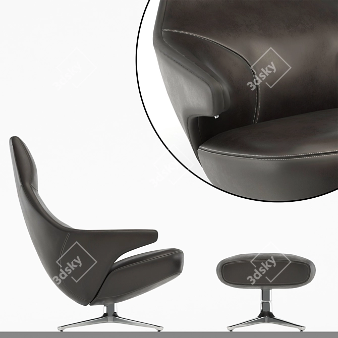 Elegant Italian Armchair Jay Lounge 3D model image 3