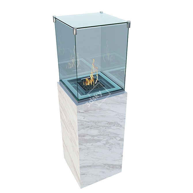 Sleek Neocube Outdoor Fireplace 3D model image 1