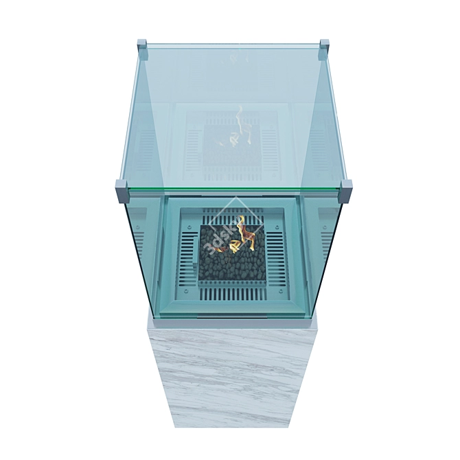 Sleek Neocube Outdoor Fireplace 3D model image 2