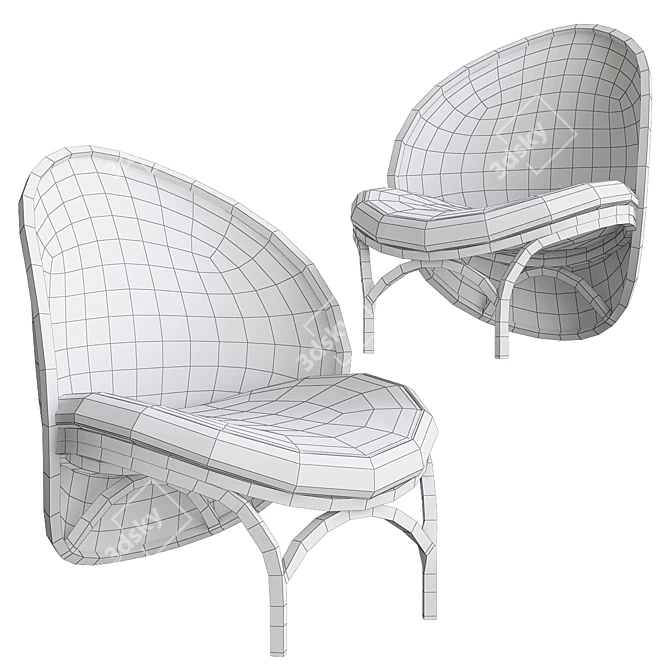 ErgoMesh Lounge Chair: Unwind in Style 3D model image 2