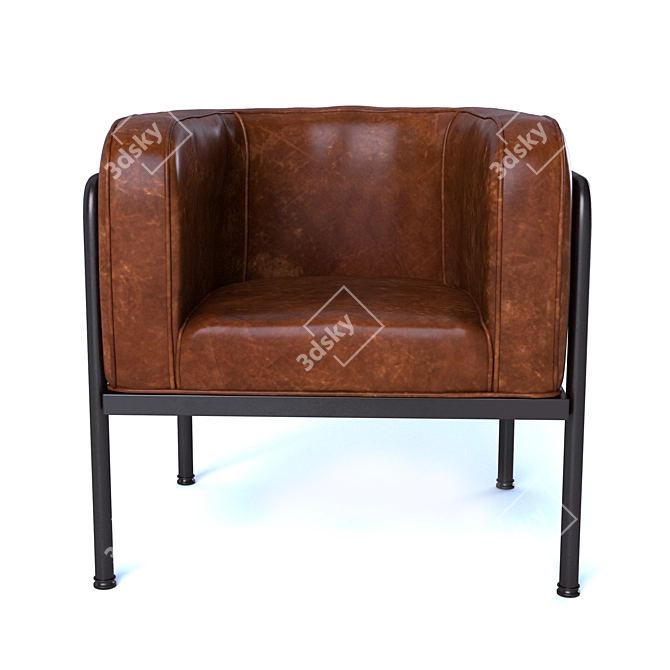 Vintage Leather Barrel Chair 3D model image 2