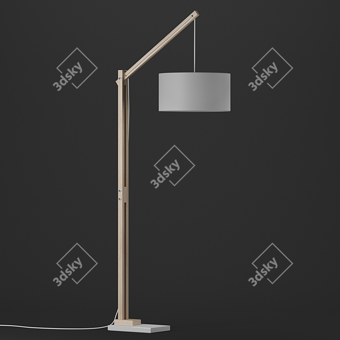 Natural Wood Floor Lamp: Riaz La Forma 3D model image 1