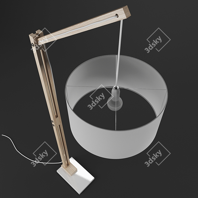 Natural Wood Floor Lamp: Riaz La Forma 3D model image 3